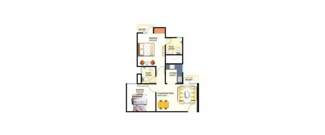 Amrapali Dream Valley Techzone IV Greater Noida W - Floor plan 2 BHK 1690 Sq.ft