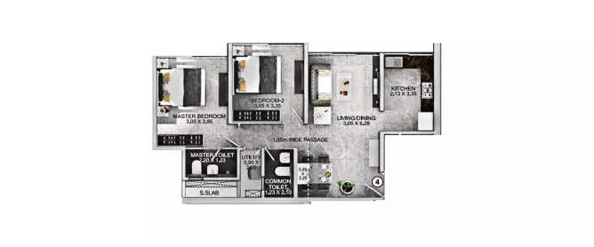 The Exclusif Selection Wadala - Floor plan 2 BHK 684 Sq.ft