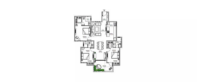 Sun & Sanctum Battarahalli - Floor plan 3 BHK 1154 Sq.ft