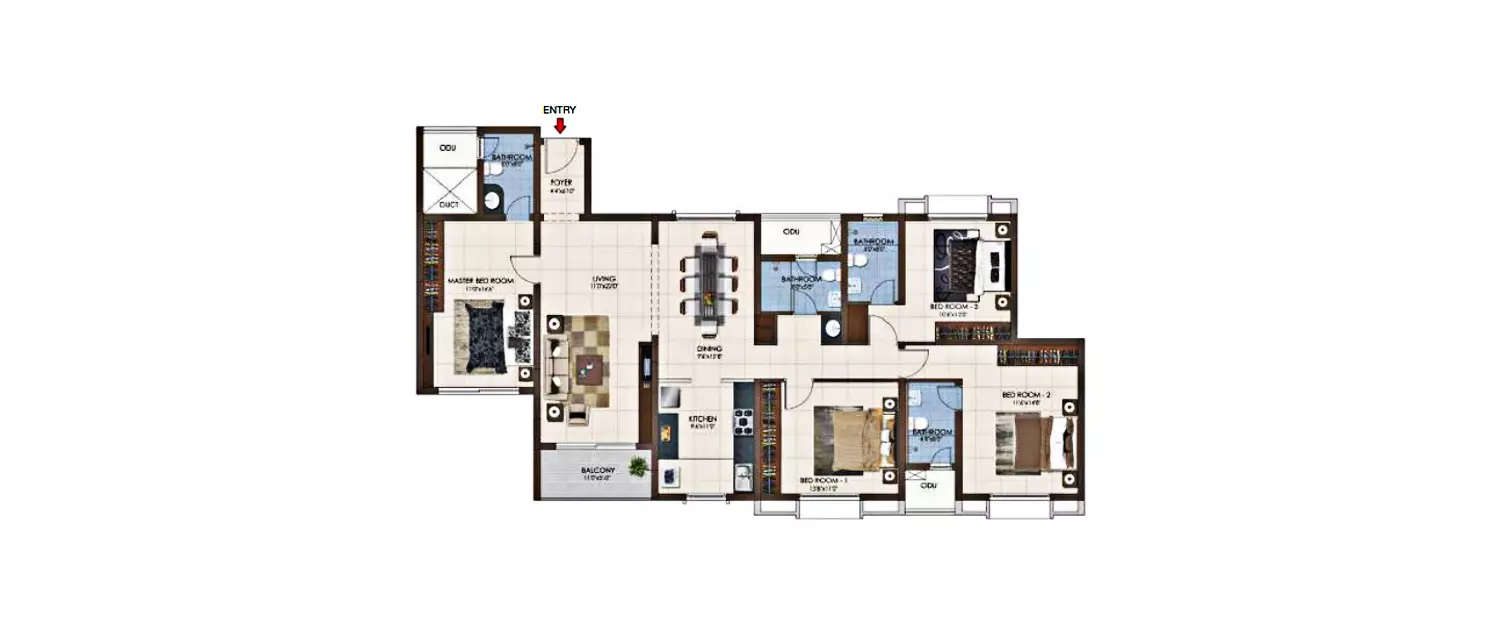 Floor plan for 4 BHK