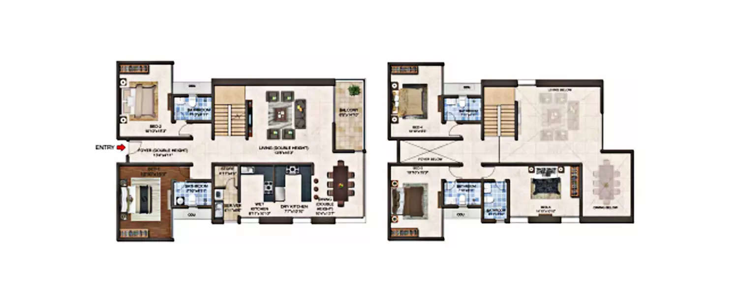 Floor plan for 5 BHK