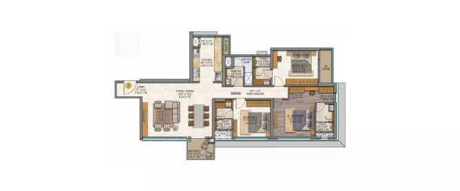 Sheth Auris Serenity Malad - Floor plan 3 BHK 787 Sq.ft