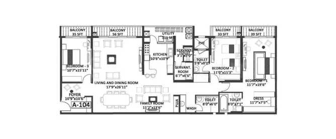 Godrej Platinum Vikhroli - Floor plan 4 BHK 3449 Sq.ft