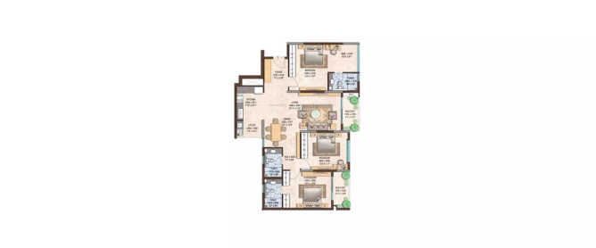 Brigade Omega Uttarahalli - Floor plan 3 BHK 1800 Sq.ft
