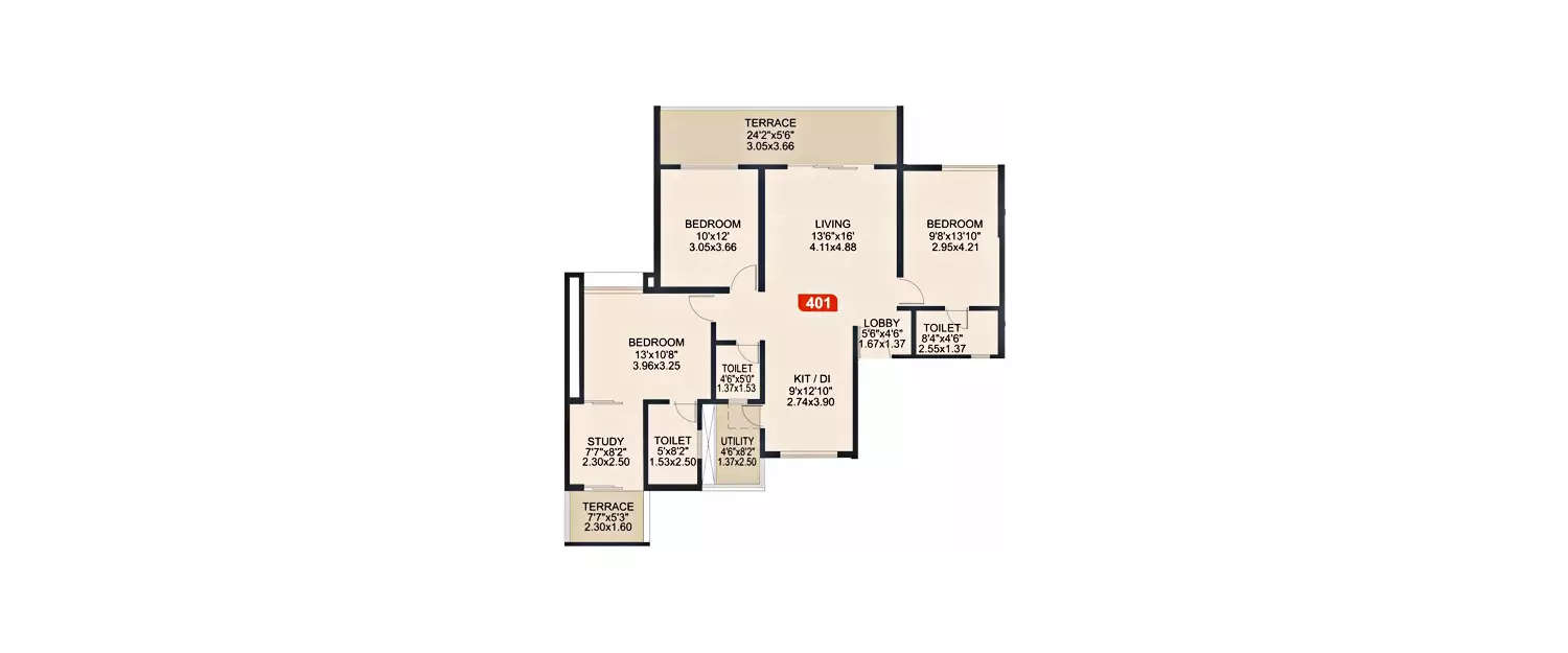 Floor plan for 3.5 BHK