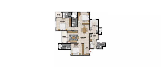 Prestige Willow Tree Yelahanka - Floor plan 3 BHK 1812 Sq.ft