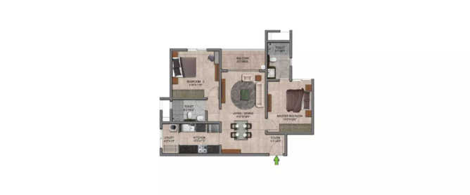 Prestige Jindal City Bagalakunte - Floor plan 2 BHK 740 Sq.ft