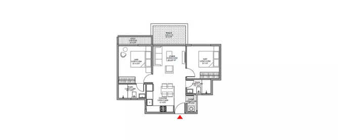 Godrej Woods Sector 43 - Floor plan 2 BHK 1215 Sq.ft