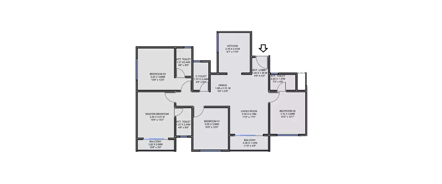 Floor plan for 4 BHK