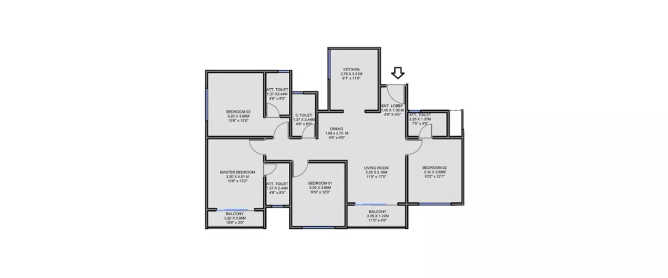 Dosti Infinia Wadala - Floor plan 4 BHK 1526 Sq.ft