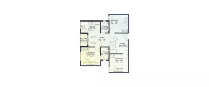 Sowparnika Indradhanush Hoskote - Floor plan 3 BHK 1118 Sq.ft
