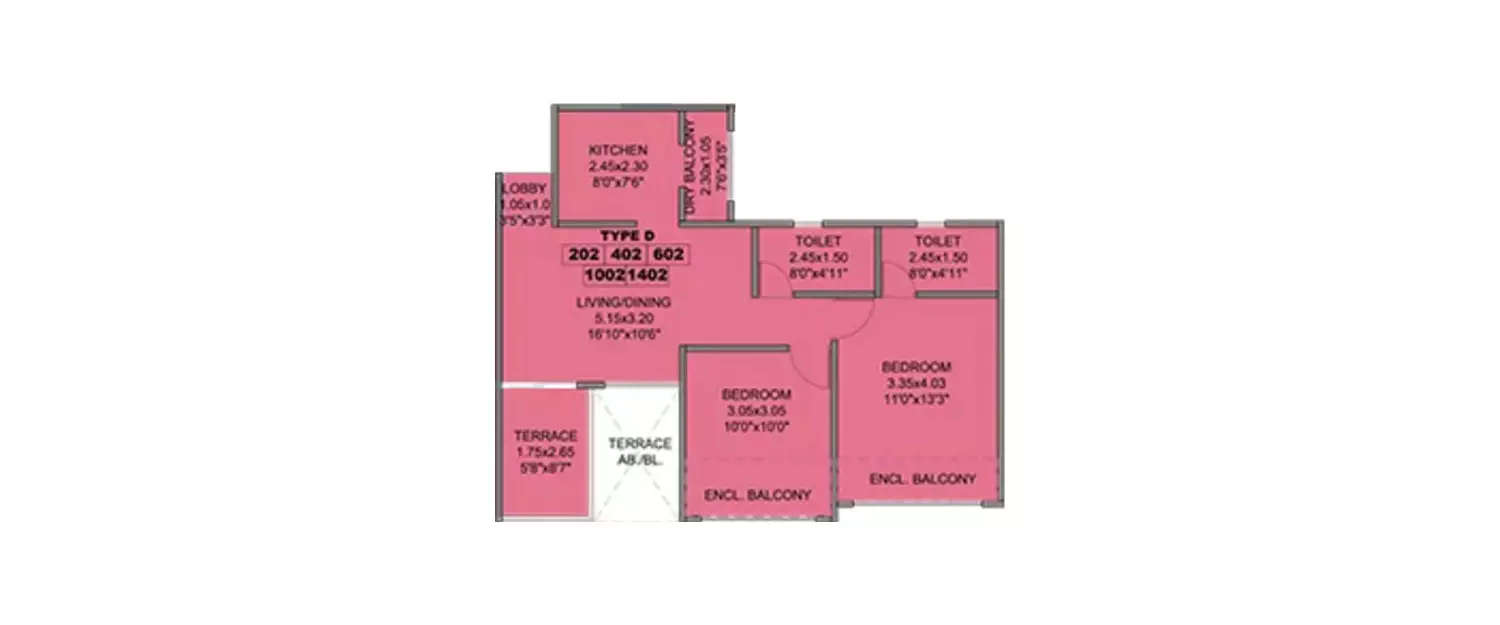 Floor plan for 2 BHK