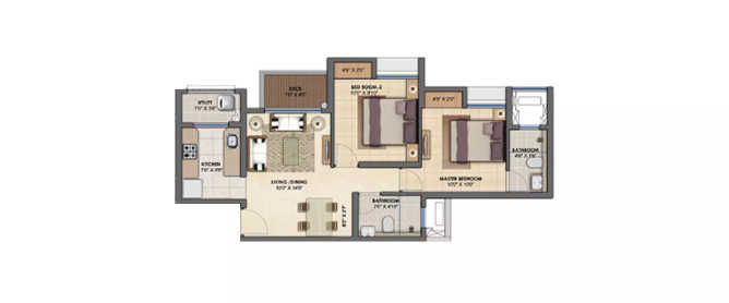 Lodha Casa Sereno Bhiwandi - Floor plan 2 BHK 663 Sq.ft