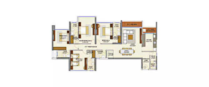 Runwal Elegante Andheri - Floor plan 4 BHK 1730 Sq.ft