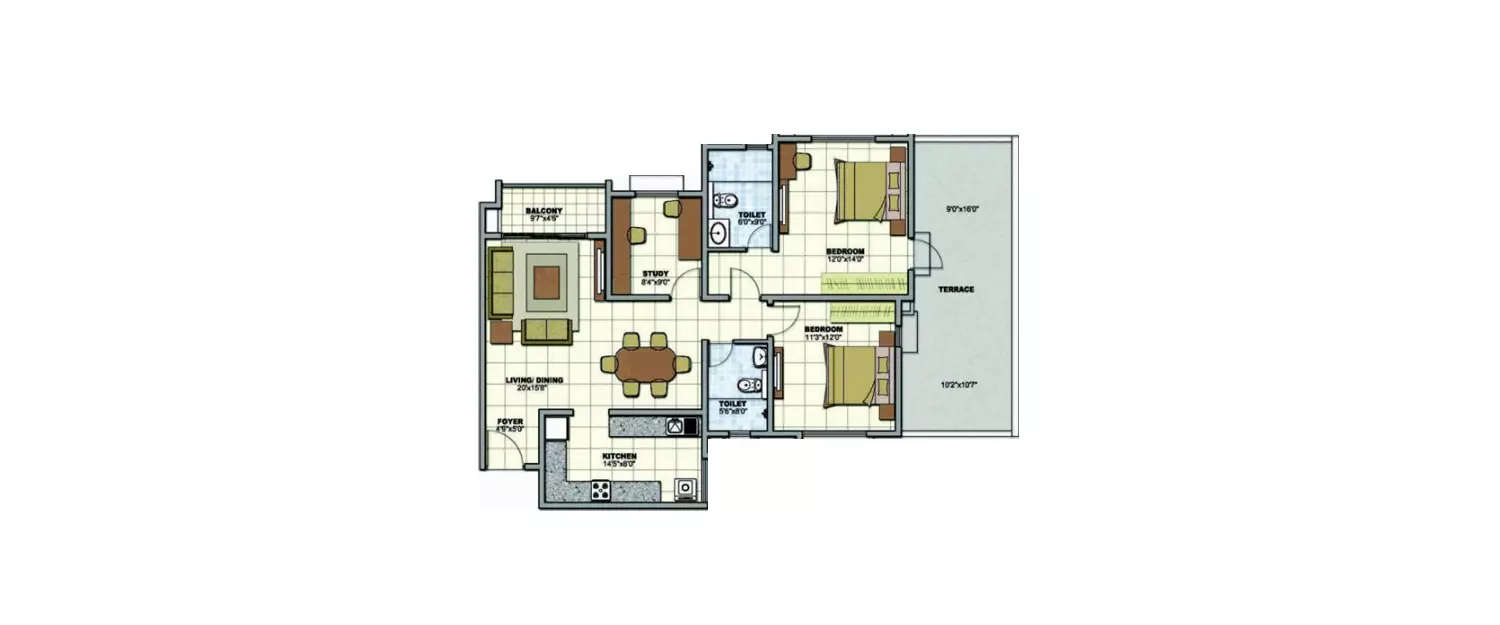 Floor plan for 2.5 BHK