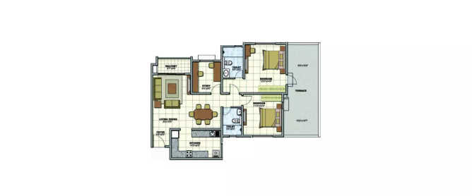 Prestige Sunrise Park Electronic City - Floor plan 2.5 BHK 1431 Sq.ft
