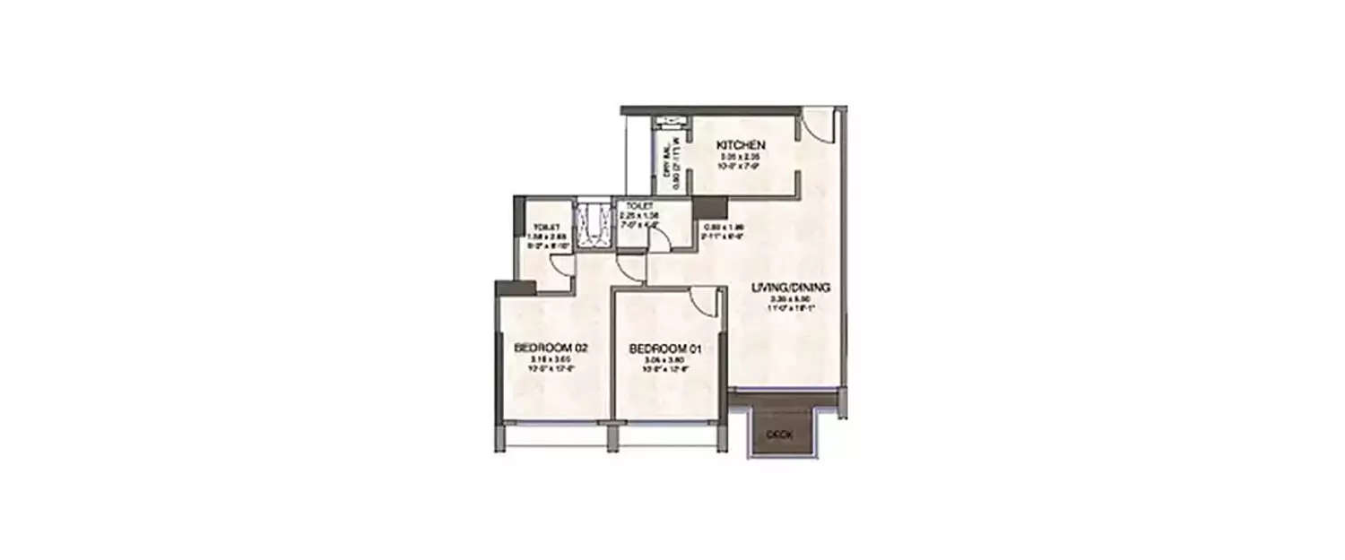 Floor plan for 2 BHK