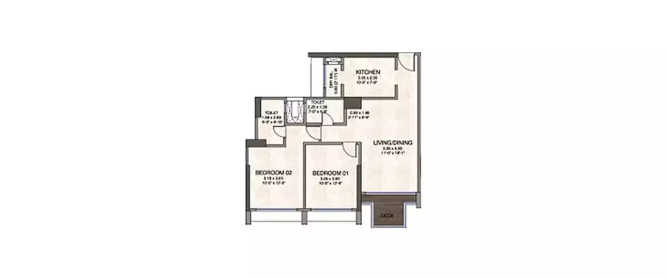 Kanakia The Master Collection Powai - Floor plan 2 BHK 756 Sq.ft