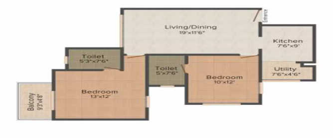 Acme Ozone Ghodbunder Road - Floor plan 2 BHK 694 Sq.ft
