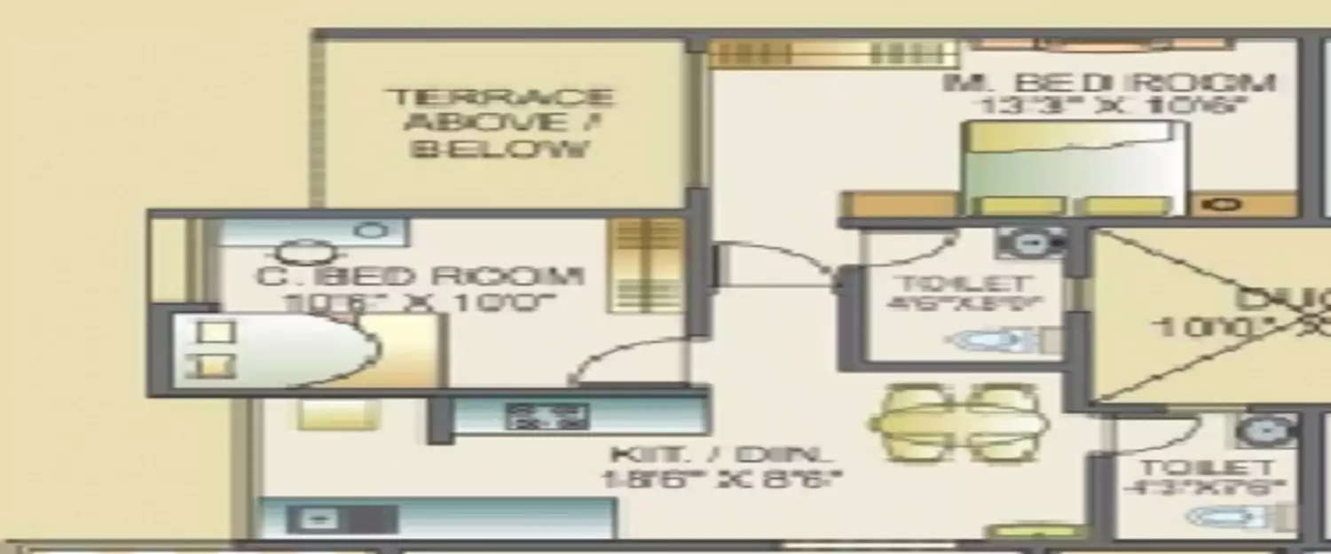 Floor plan for 2 BHK