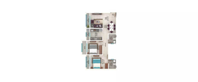 Ekta Regent Park Virar - Floor plan 2 BHK 642 Sq.ft