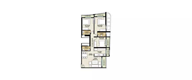 Majestic Tower Bhandup - Floor plan 3 BHK 976 Sq.ft