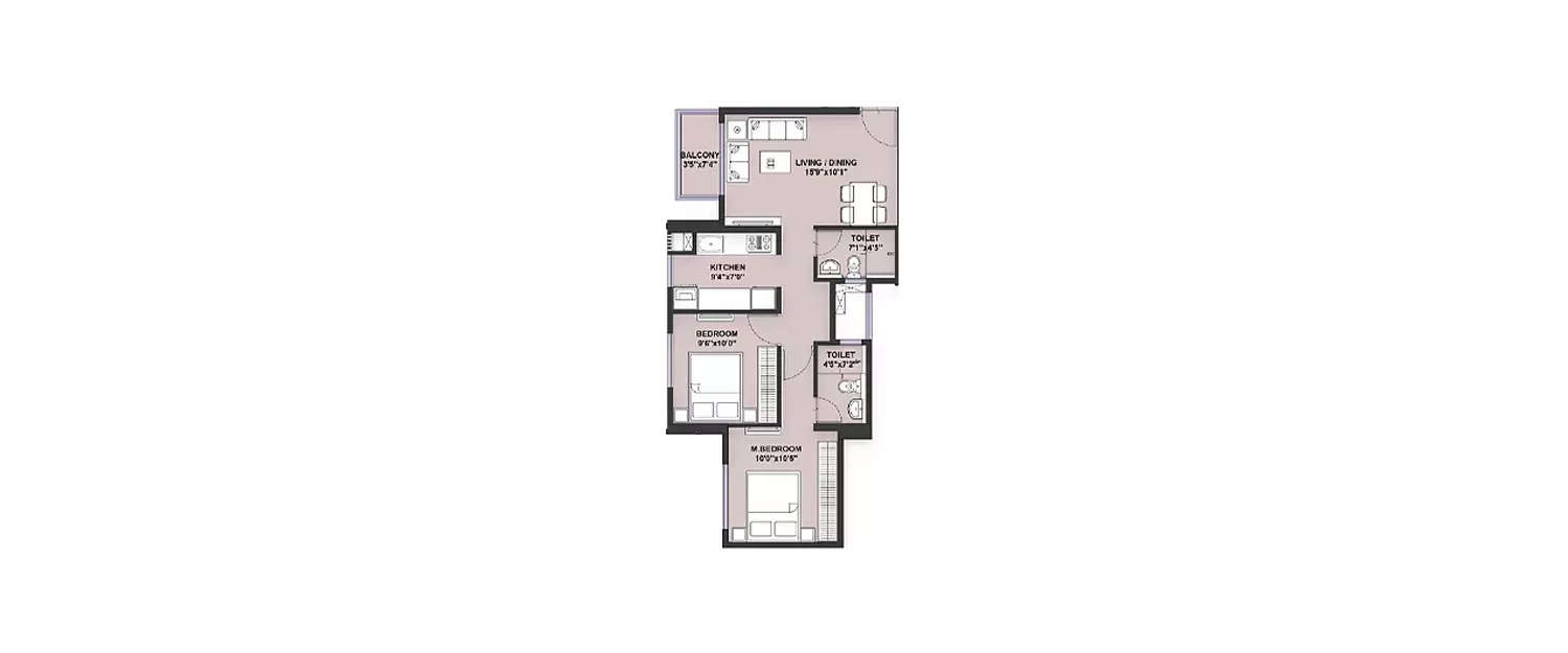 Floor plan for 2 BHK