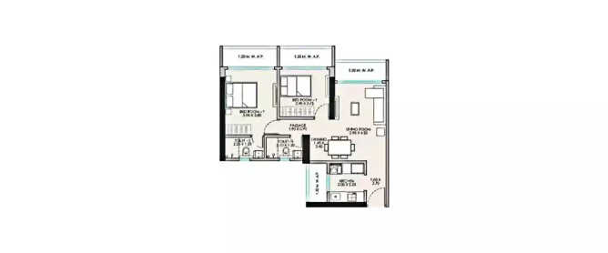 JP North Garden City Mira Bhayandar - Floor plan 2 BHK 619 Sq.ft