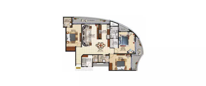 Rishita Mulberry Heights Sushant Golf City - Floor plan 3 BHK 1440 Sq.ft