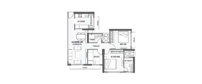 Wadhwa Atmosphere Mulund - Floor plan 2.5 BHK 756 Sq.ft