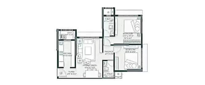 Paradigm Alaya Oshiwara - Floor plan 2 BHK 568 Sq.ft