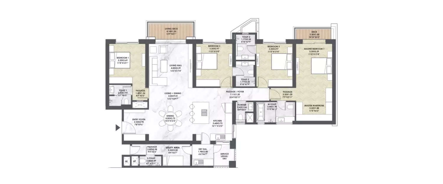 Floor plan for 4.5 BHK