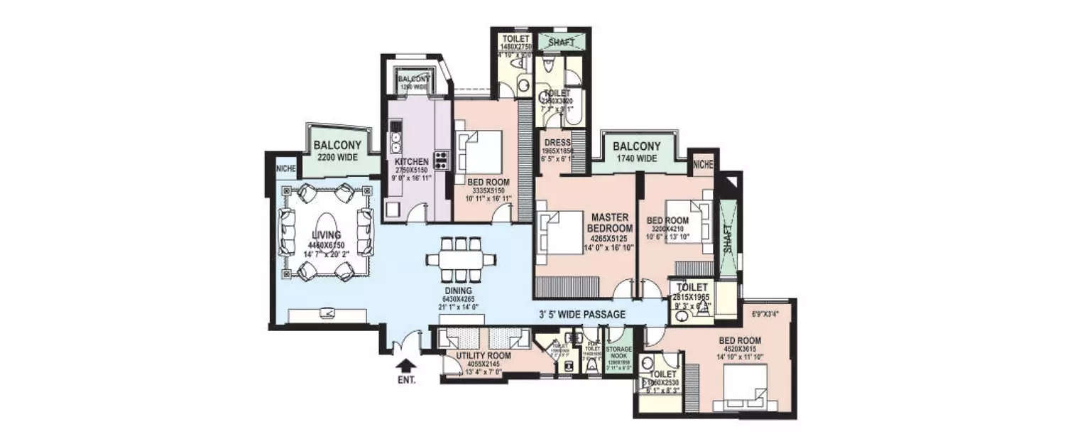 Floor plan for 4 BHK