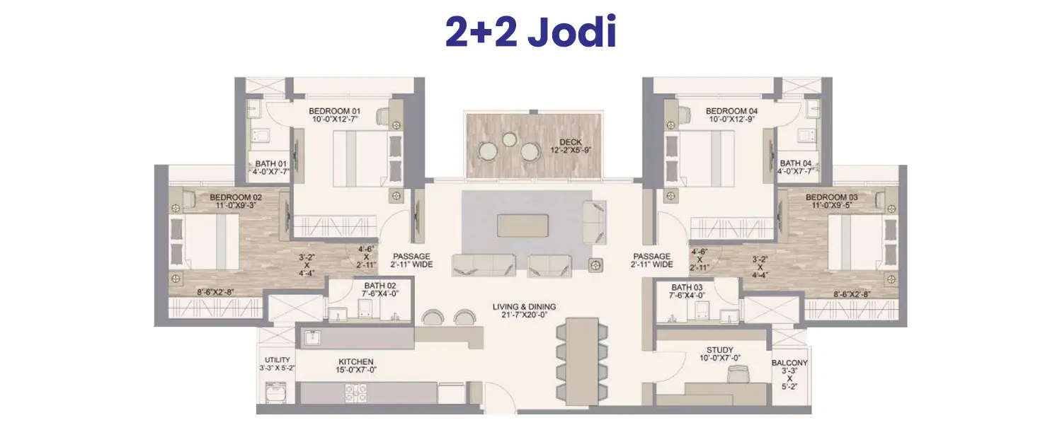 Floor plan for 4 BHK