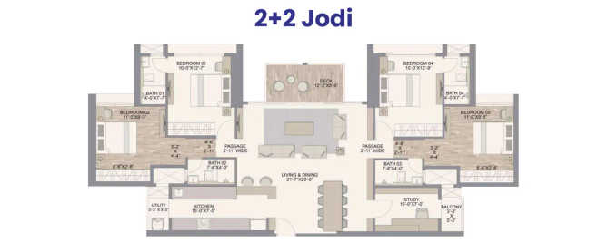 Chandak Treesourus Malad - Floor plan 4 BHK 1440 Sq.ft
