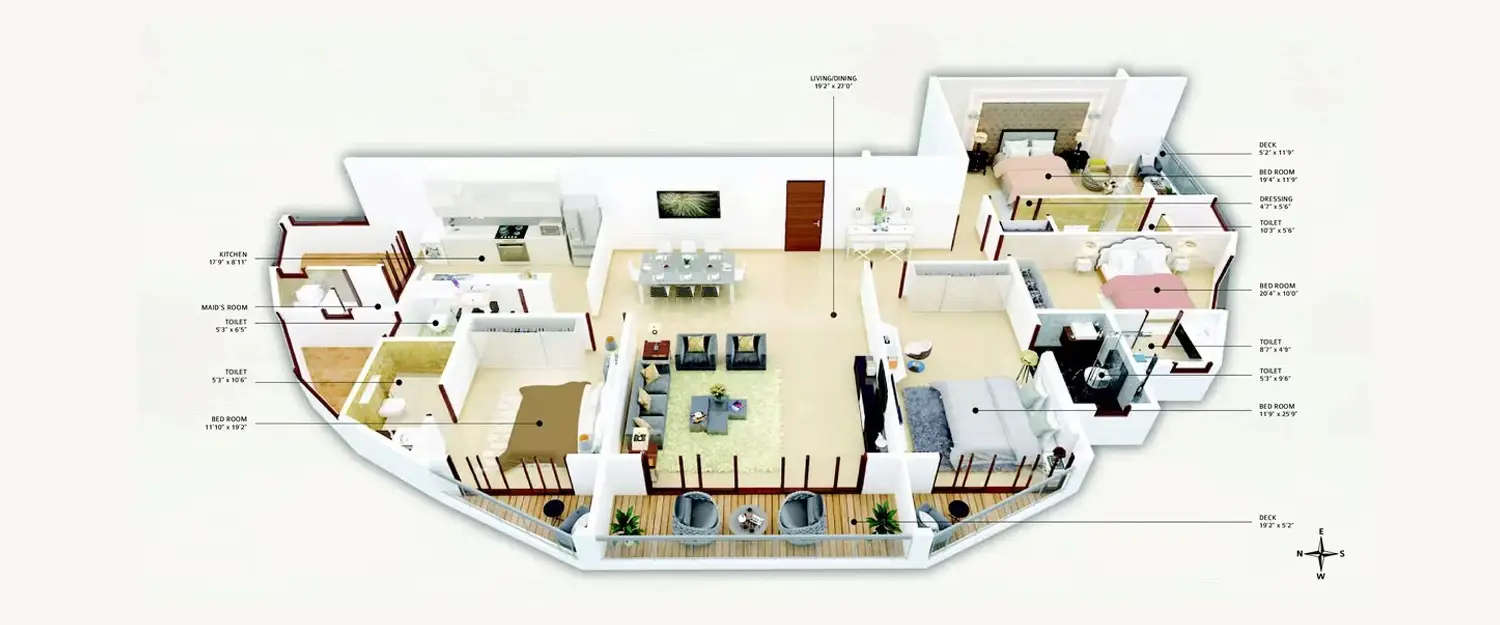 Floor plan for 4 BHK