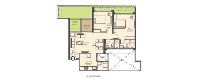 VTP Aethereus Mahalunge - Floor plan 2 BHK 551 Sq.ft