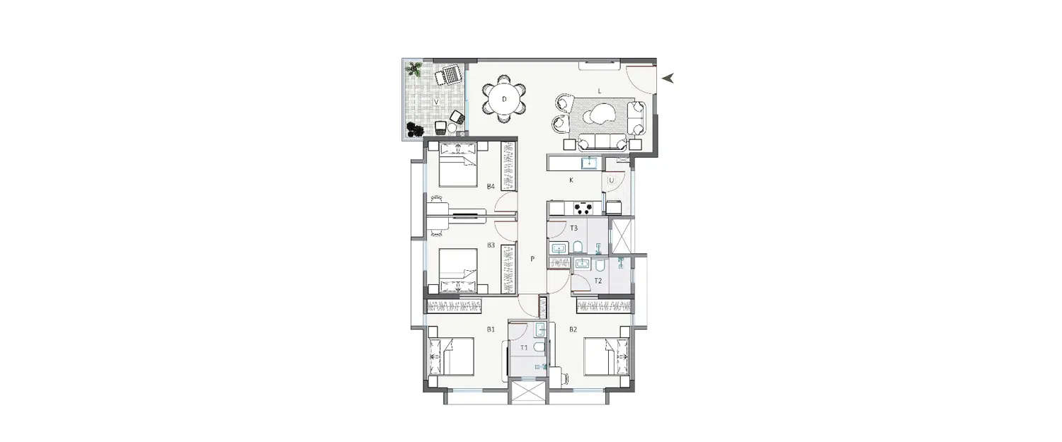 Floor plan for 4 BHK