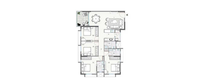 Purti Tatsam Rajarhat - Floor plan 4 BHK 1788 Sq.ft