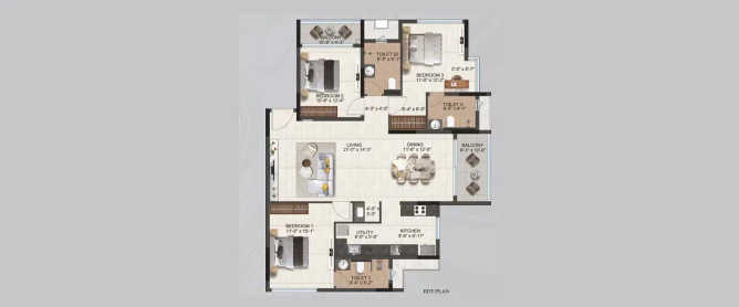 Radiance Eternity Oggiyamduraipakkam - Floor plan 3 BHK 2171 Sq.ft