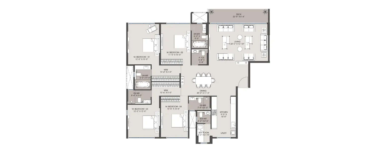 Floor plan for 4 BHK