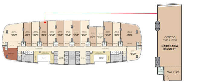 Delta Stellar Nerul - Floor plan Commercial Office 885 Sq.ft