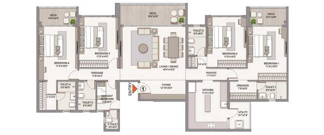 Chandak Vansham Vile Parle - Floor plan 4 BHK 1885 Sq.ft