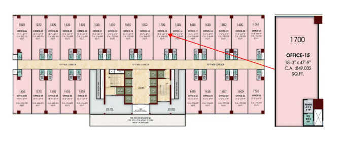 Akshar Level 23 Vashi - Floor plan Commercial Office 1700 Sq.ft