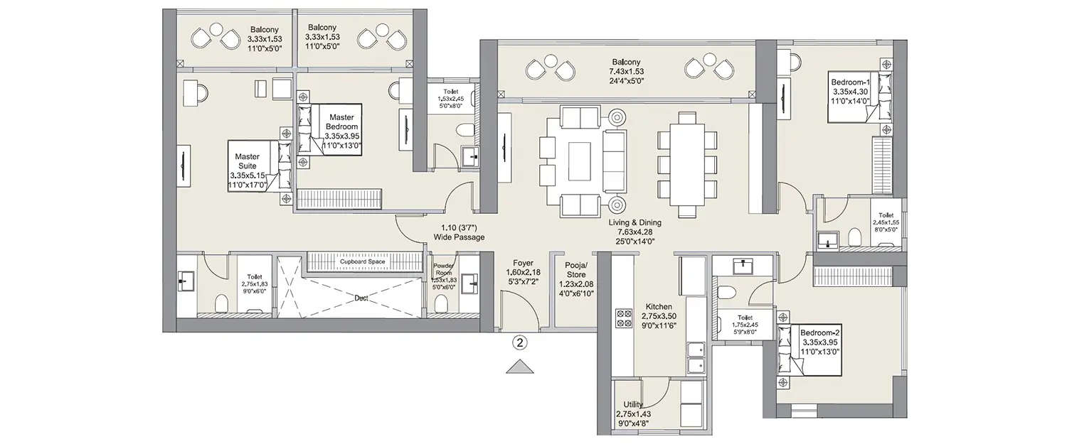 Floor plan for 4 BHK