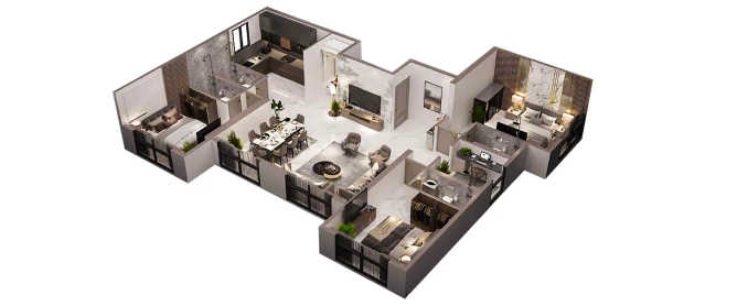 Esto Arkis Andheri - Floor plan 3.5 BHK 1139 Sq.ft