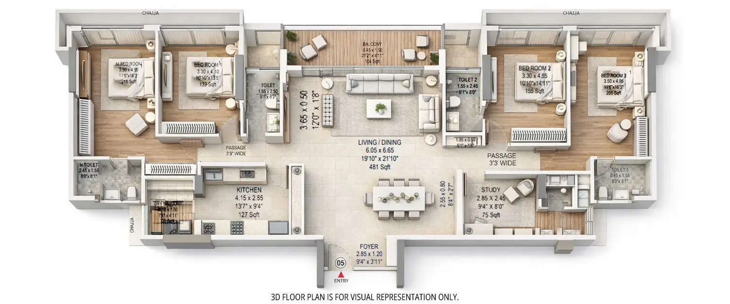 Floor plan for 4 BHK