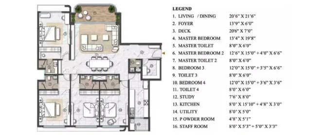 Lodha Acenza Andheri - Floor plan 4 BHK 2209 Sq.ft