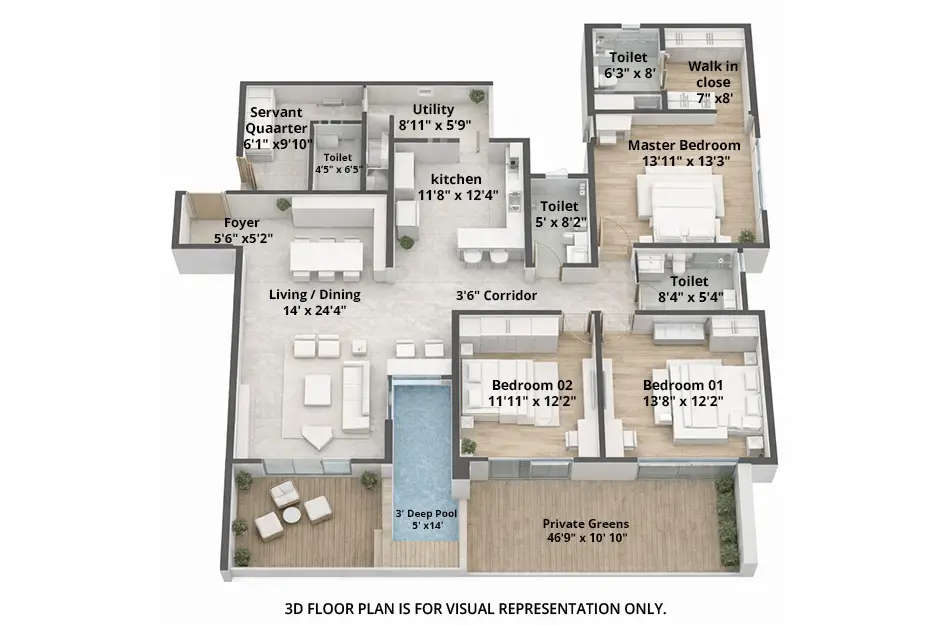 Floor plan for 3.5 BHK