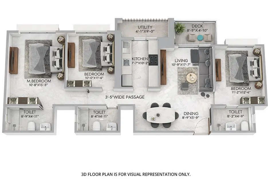 Floor plan for 3 BHK
